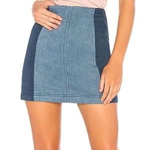 Free People - Retro Vibes Color Block Jean Mini Skirt - Size 10